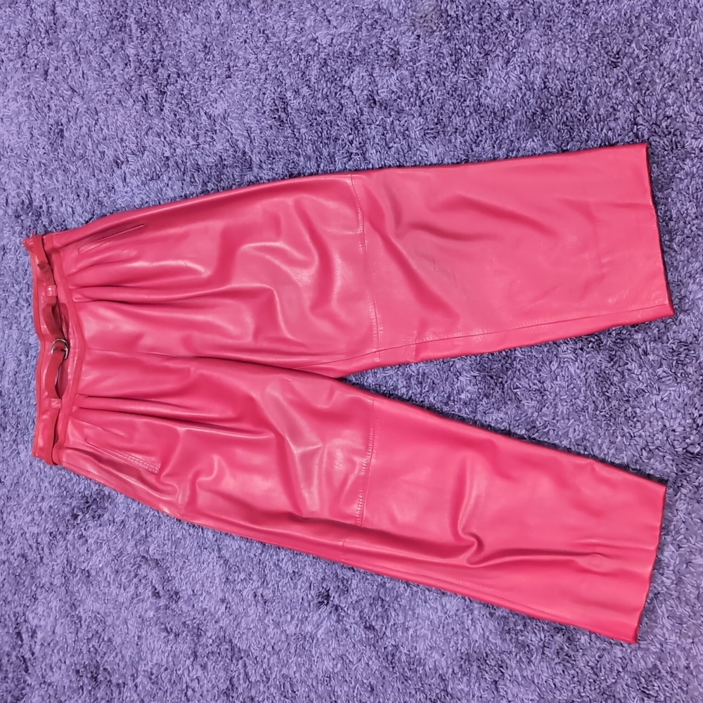 Vintage Gucci Red Leather Pants with belt Rare